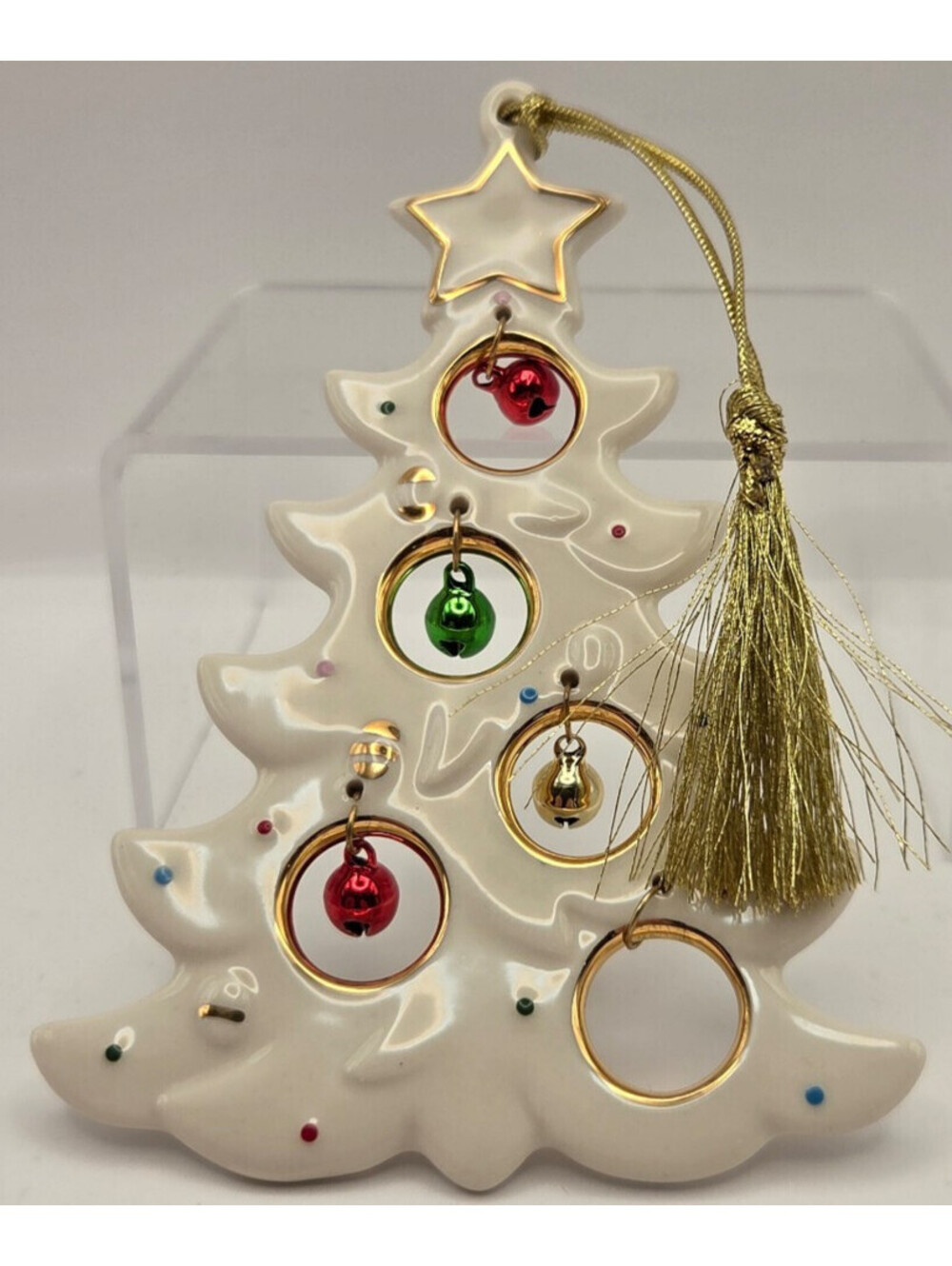 Lenox Christmas Tree Ornament Porcelain Gold Trim Jingle Bells w Box